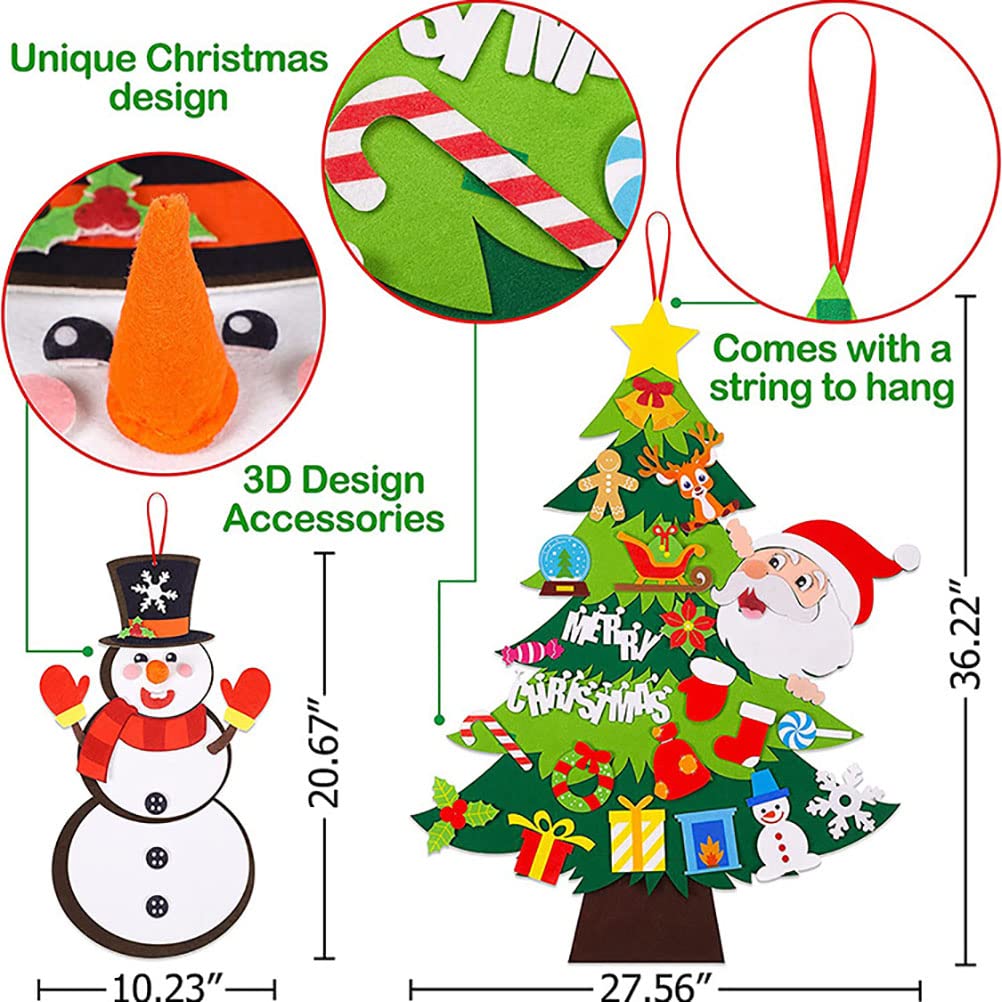 Sapin De Noël En Feutre DIY 102 Cm - Avec 26 Ornements Amovibles - Décoration Murale Ou De Porte Pour Enfants - 10