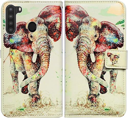 Funda para Galaxy A21, diseño de elefante, piel con tapa y tarjetero y soporte para tarjeta con soporte para Samsung Galaxy A21 2020