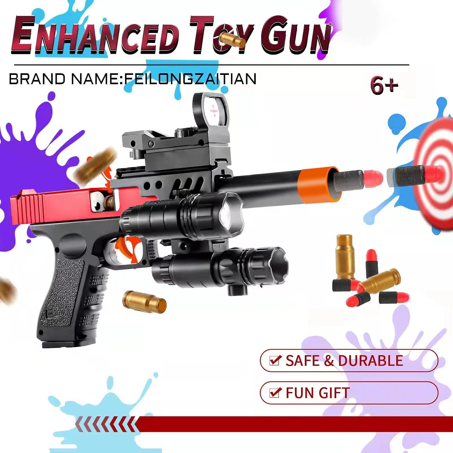Toy Gun, Foam Blaster, Shooting with Foam Bullets, is a Toy to Exercise Children's Physical Coordination, Fun Outdoor Activity, Suitable for Teens, Teens, Adults, 6 Years Old and Above