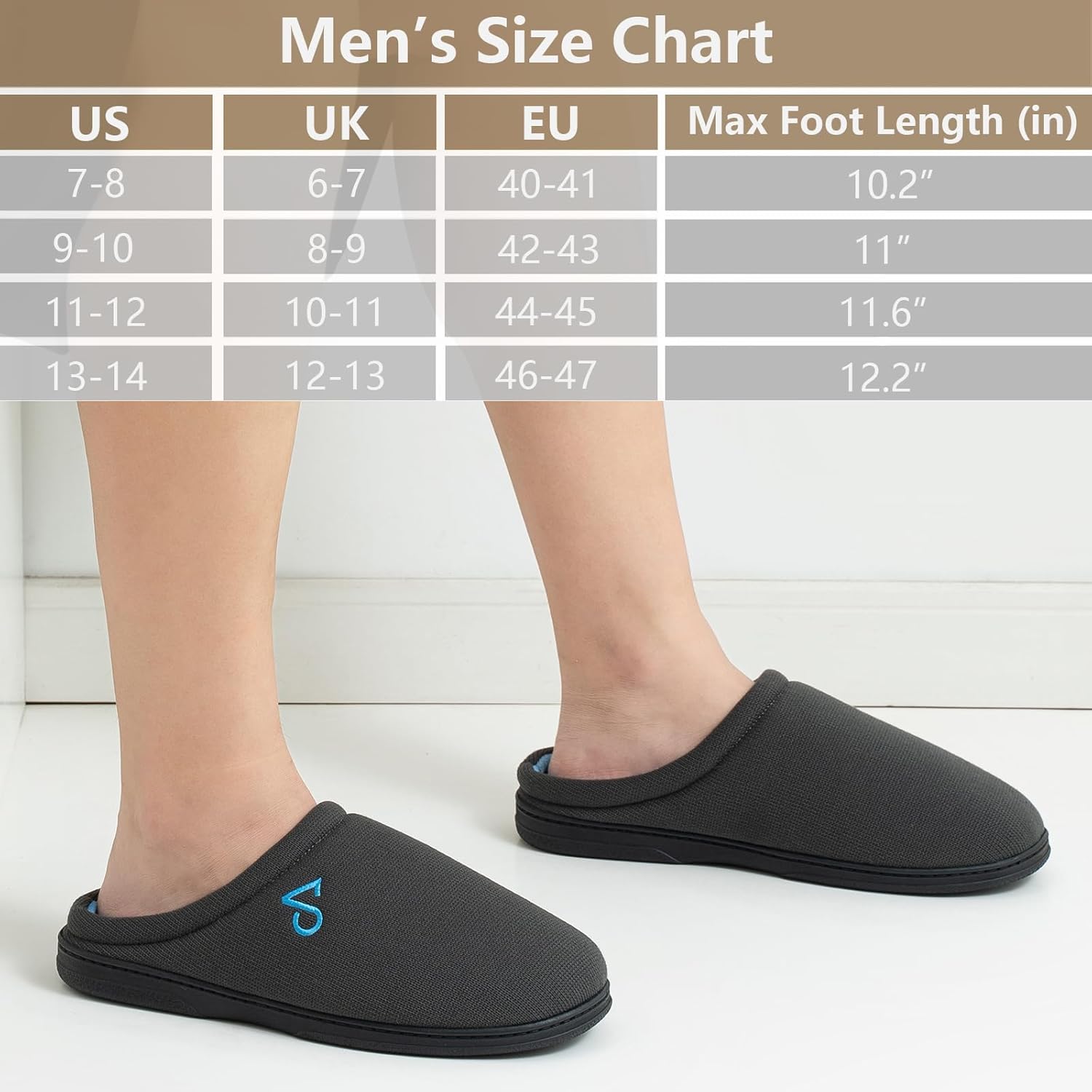 Men's Cozy House Slippers Indoor Shoes Memory Foam Insoles & Rubber Soles - Image 6