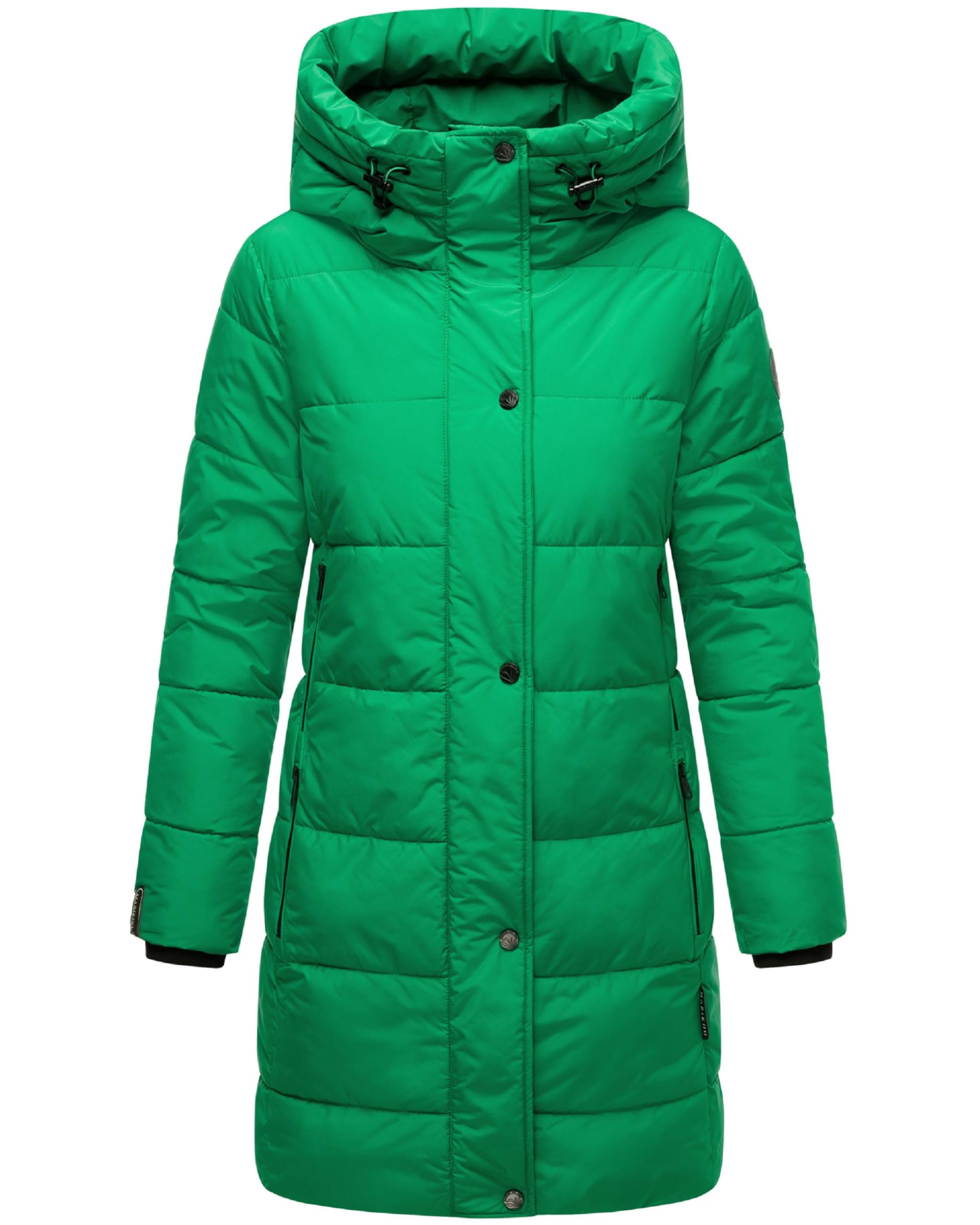 MARIKOO Karumikoo XVI Women's Winter Coat Warm Quilted Coat Long with Hood and High Collar XS-3XL, Emerald green, L