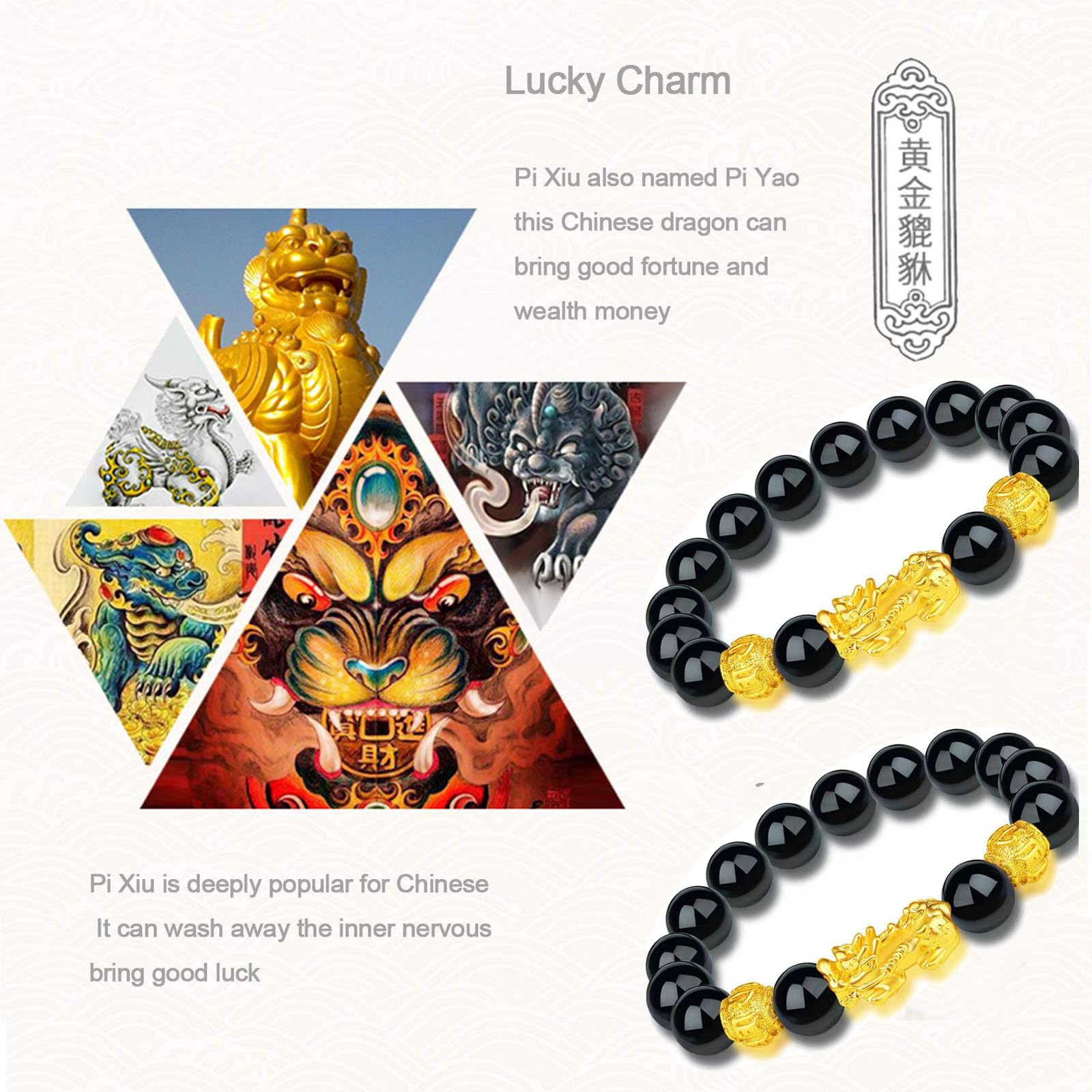 FengShui und Glück Feng Shui schwarzer Obsidian Reichtum Armband Wohlstand Buddha Perlen elastische Armbänder für Frauen Männer Schmuck