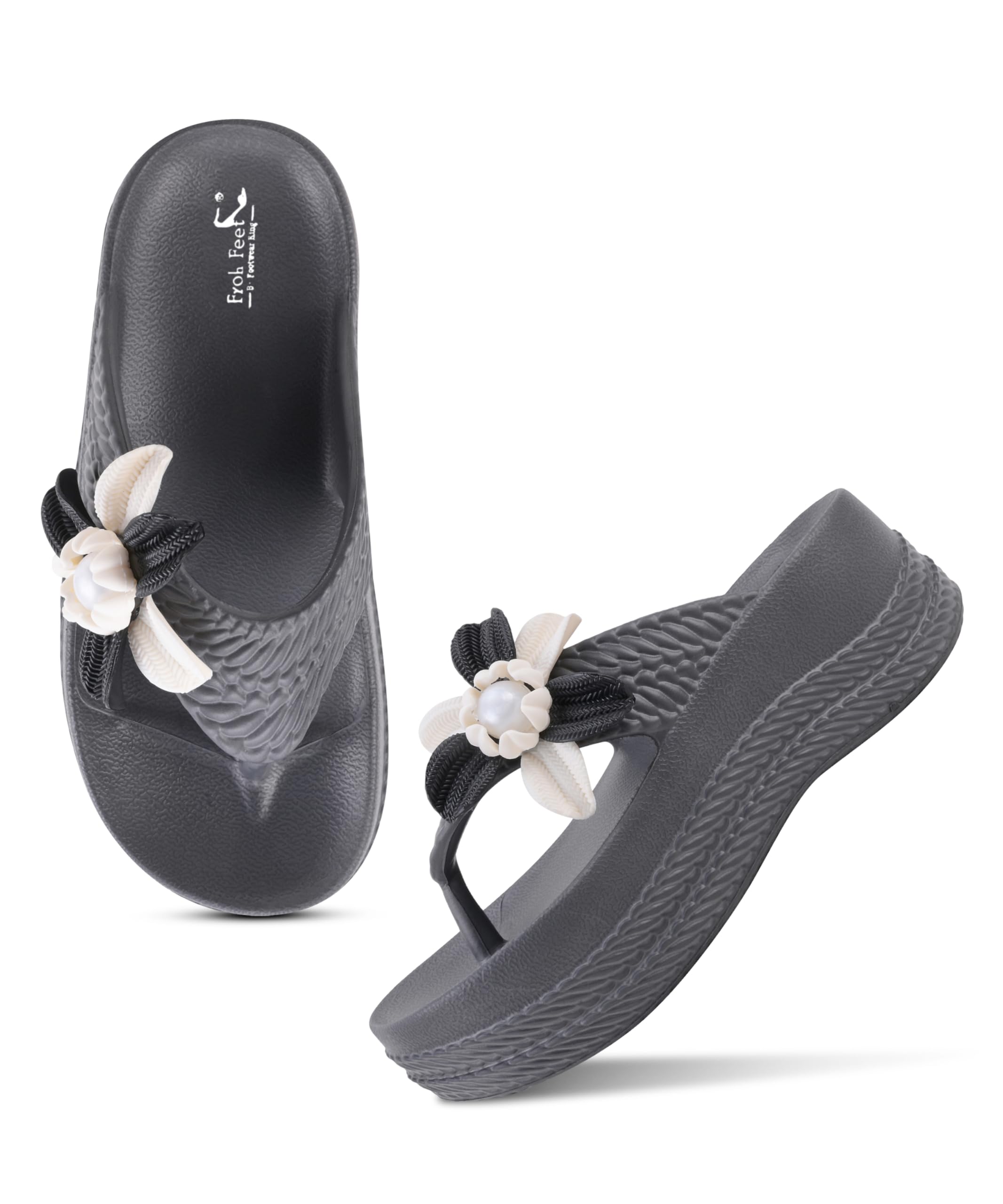 Froh Feet Elegant Wedge Thong Sandals Casual Floral Accent Comfort Slip On Platform Slippers for Women-image-29