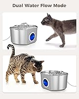 Vista 6 de Cat Water Fountain Stainless Steel - Pet Drinking Fountain for Cats Indoor - 2.2L/74oz Automatic Water Dispenser with Watering Level Window