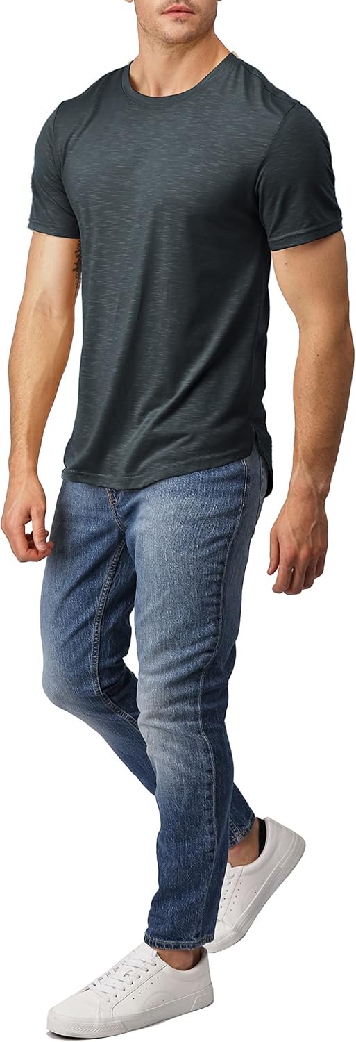 H2H Mens Casual T Shirt Long/Short Sleeve T Shirt Muscle Gym Workout Athletic Tee - Image 5