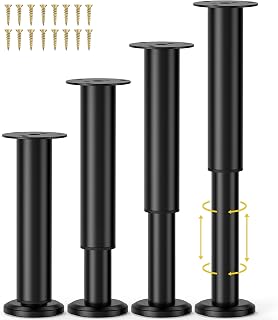 4 Pcs Adjustable Bed Center Support Legs 7.08-12.2 inch for Bed Frame/Bed Center Slat, Metal Adjustable Furniture Legs for Bed/Cabinet/Sofa/Dresser/Couch/Table, Heavy Bed Legs Replacement