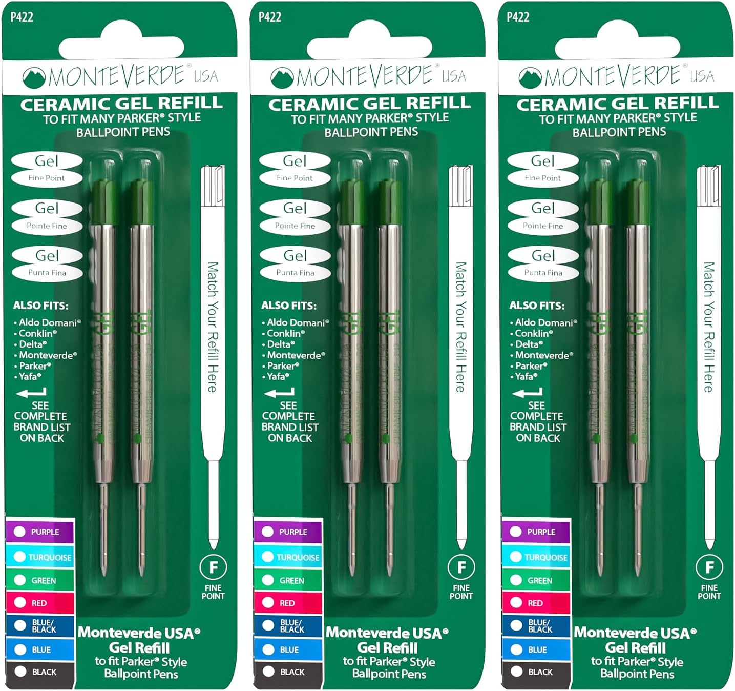 Monteverde® Capless Gel Refills to Fit Parker