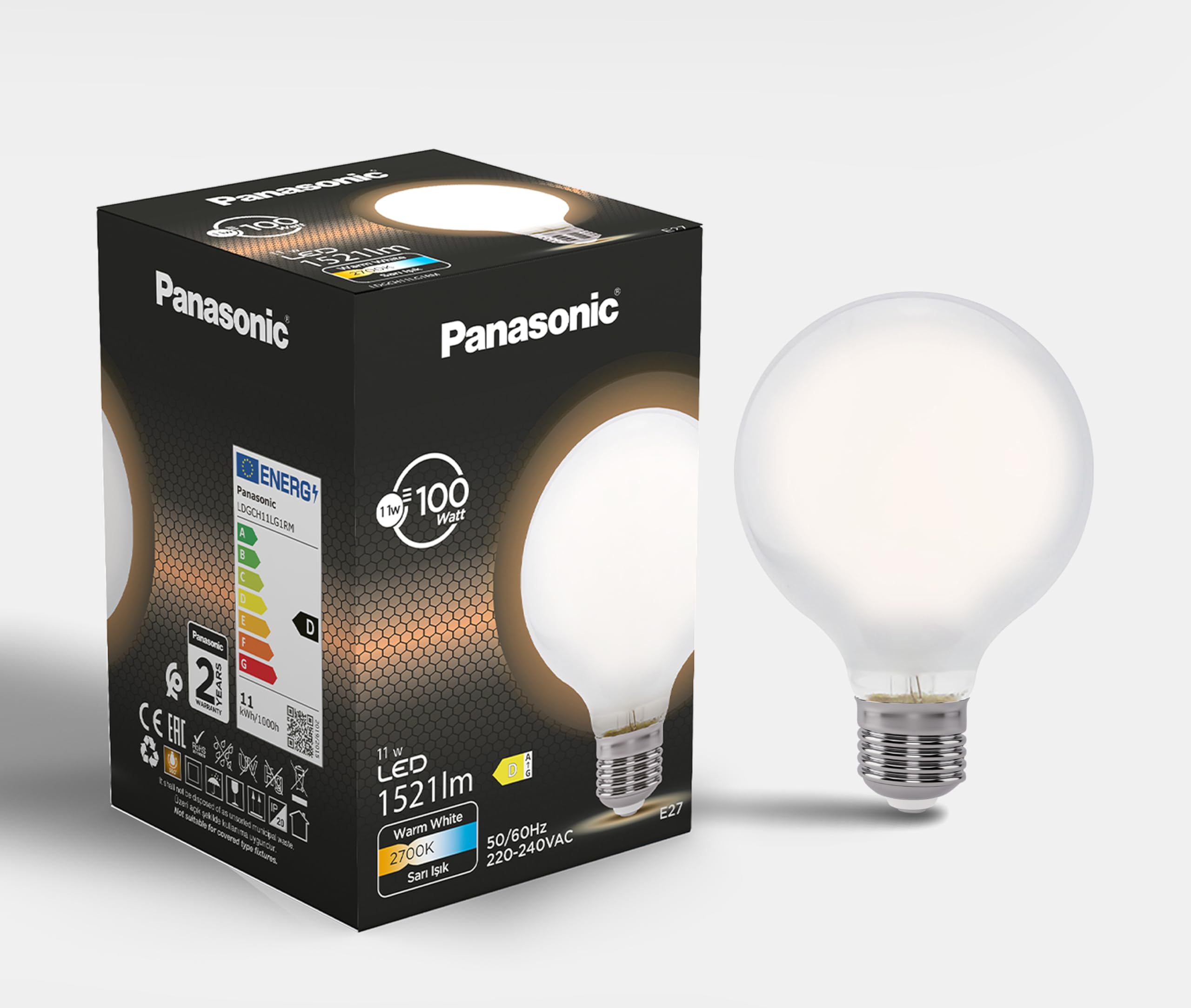 Panasonic Filament Ampul E27 11W 1521LM 2700K Milky