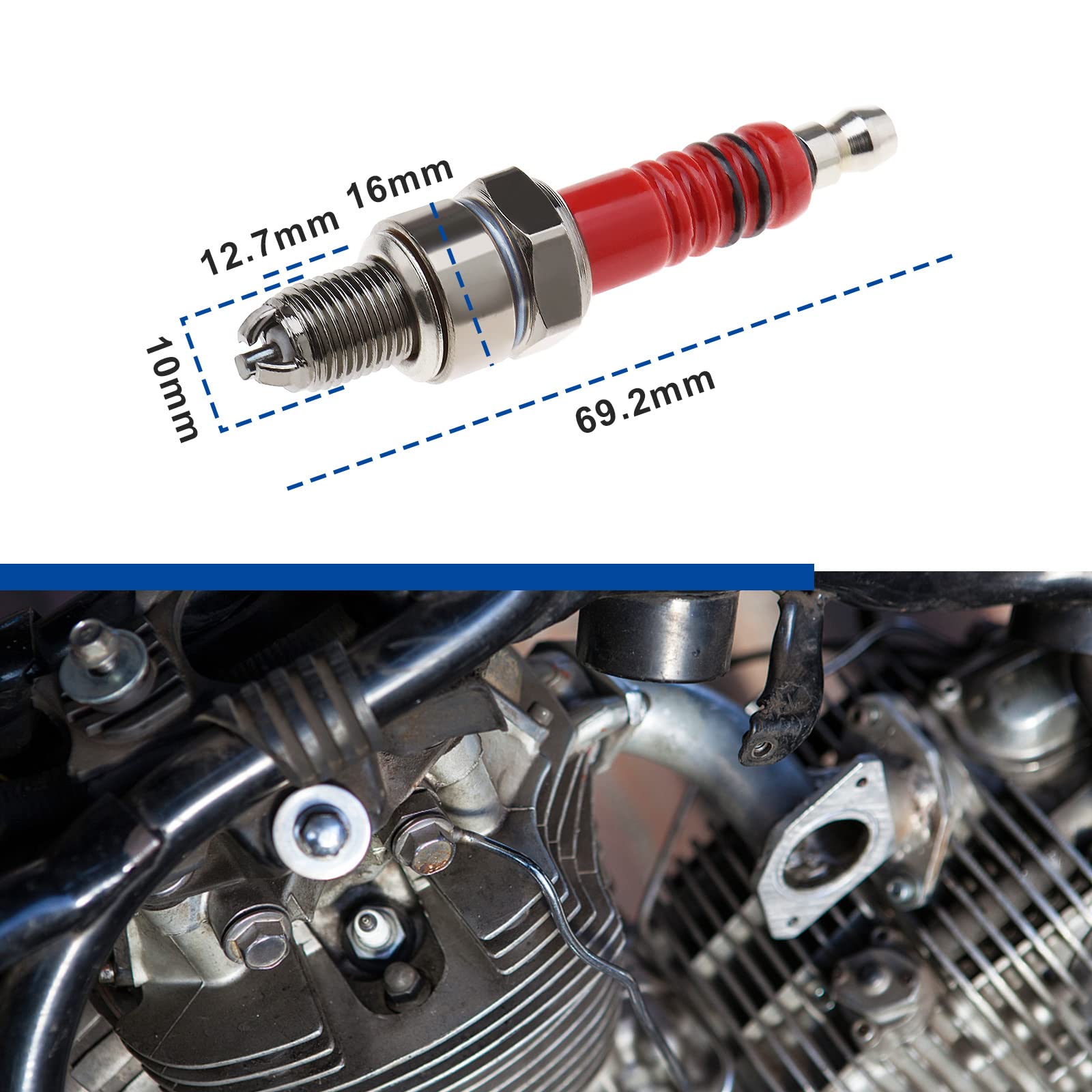 2er-Pack A7TC Zündkerzen – Für Rasenmäher, ATV, Roller, Go-Kart & Mehr – 10 Mm Gewinde, 12,7 Mm Länge – Zuverlässige Zündung