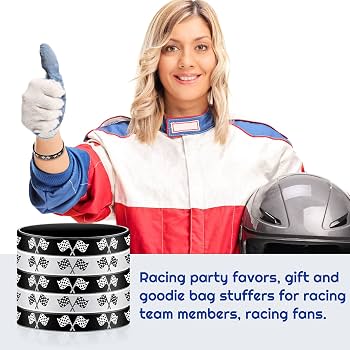 Racing Flag Rubber Bracelets Black White 2.56 Inch Wristbands Racing Flag Silicone Wristbands For Fitness Racing Dirt Bike Basketball Workout Task Events Party Black White -48 Pieces