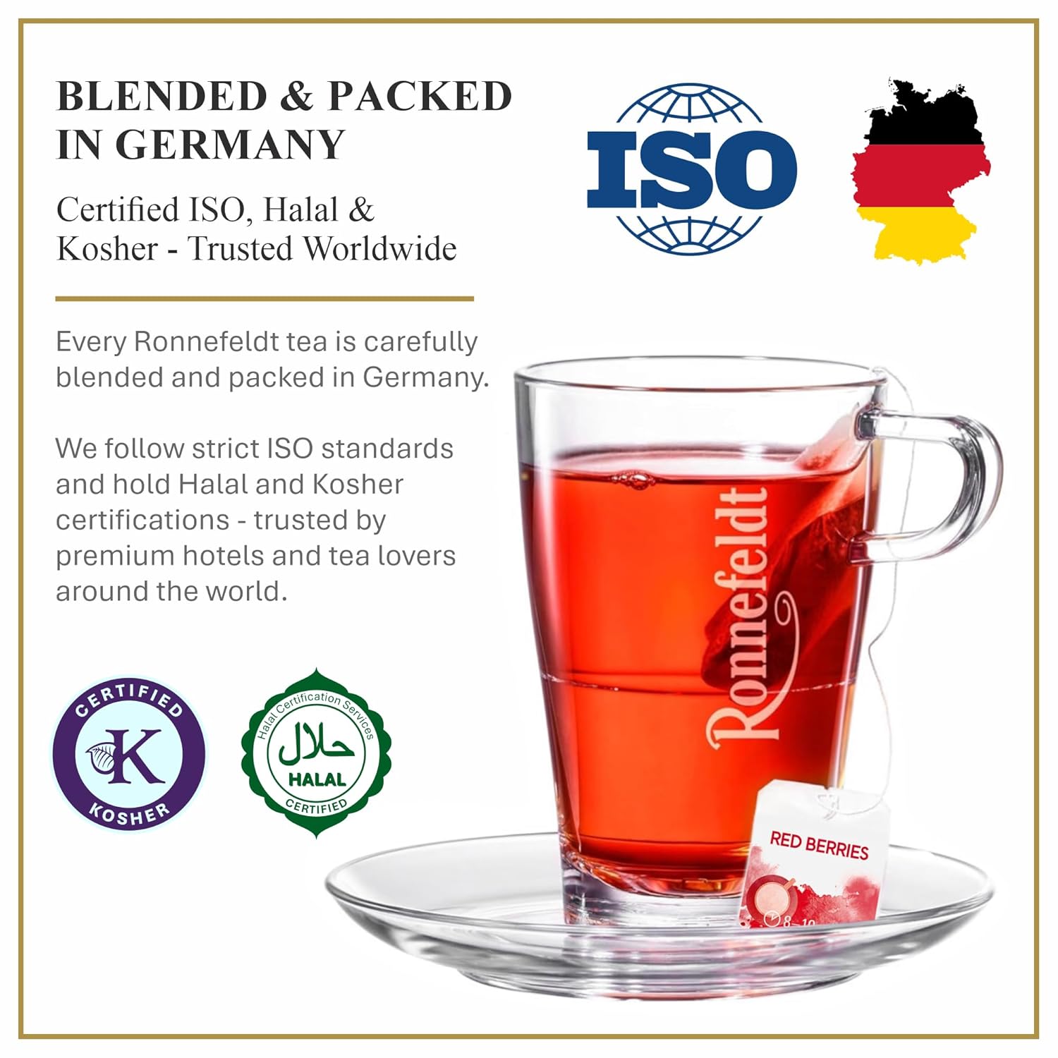 Ronnefeldt Red Berries – 6 Teavelope Packs of 25 Individually Wrapped Fruit Tea Bags – Hibiscus, Raspberry & Strawberry – 150 Bags Total
