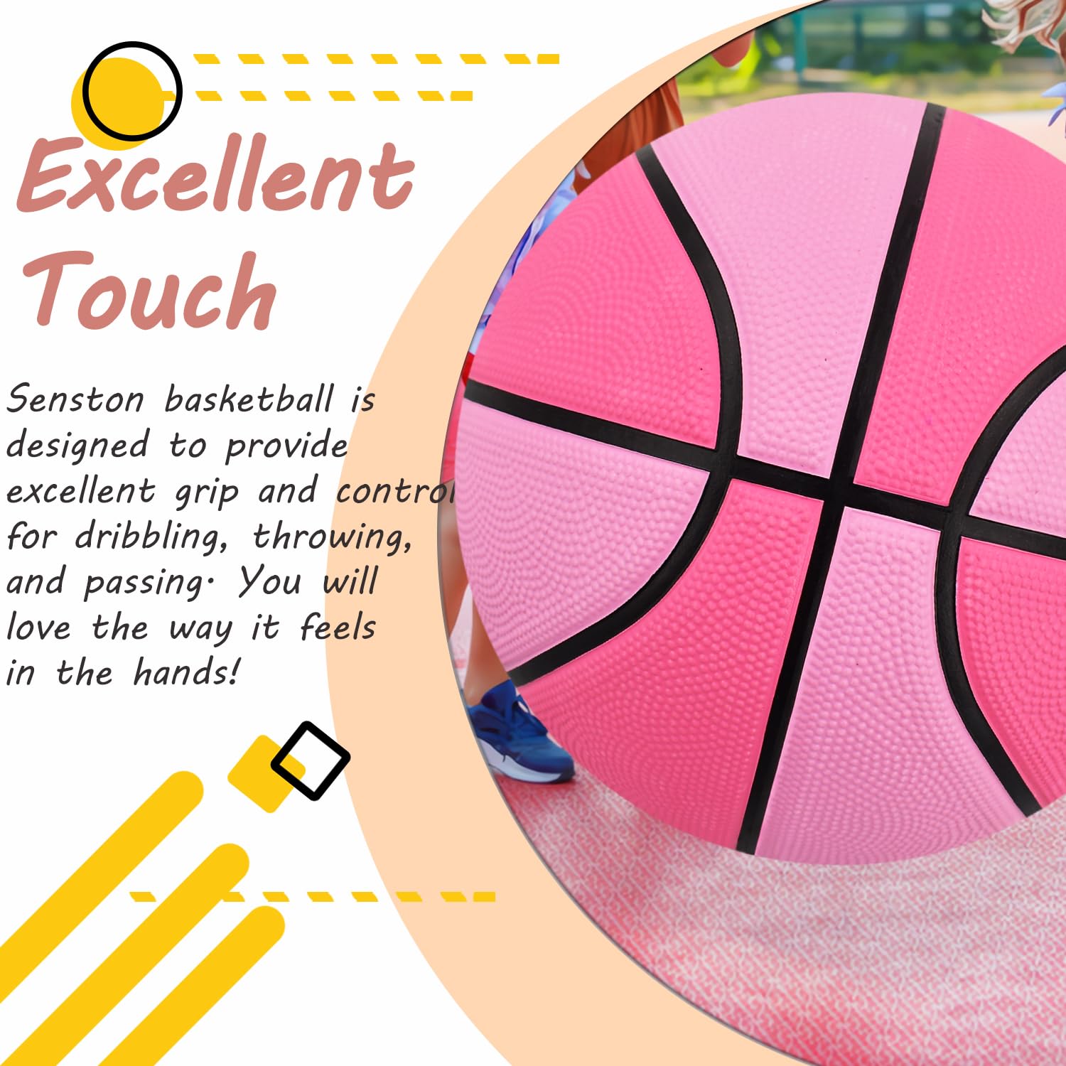 Senston 28.5'' Outdoor Basketball Premium Grip with Pump for Men Women