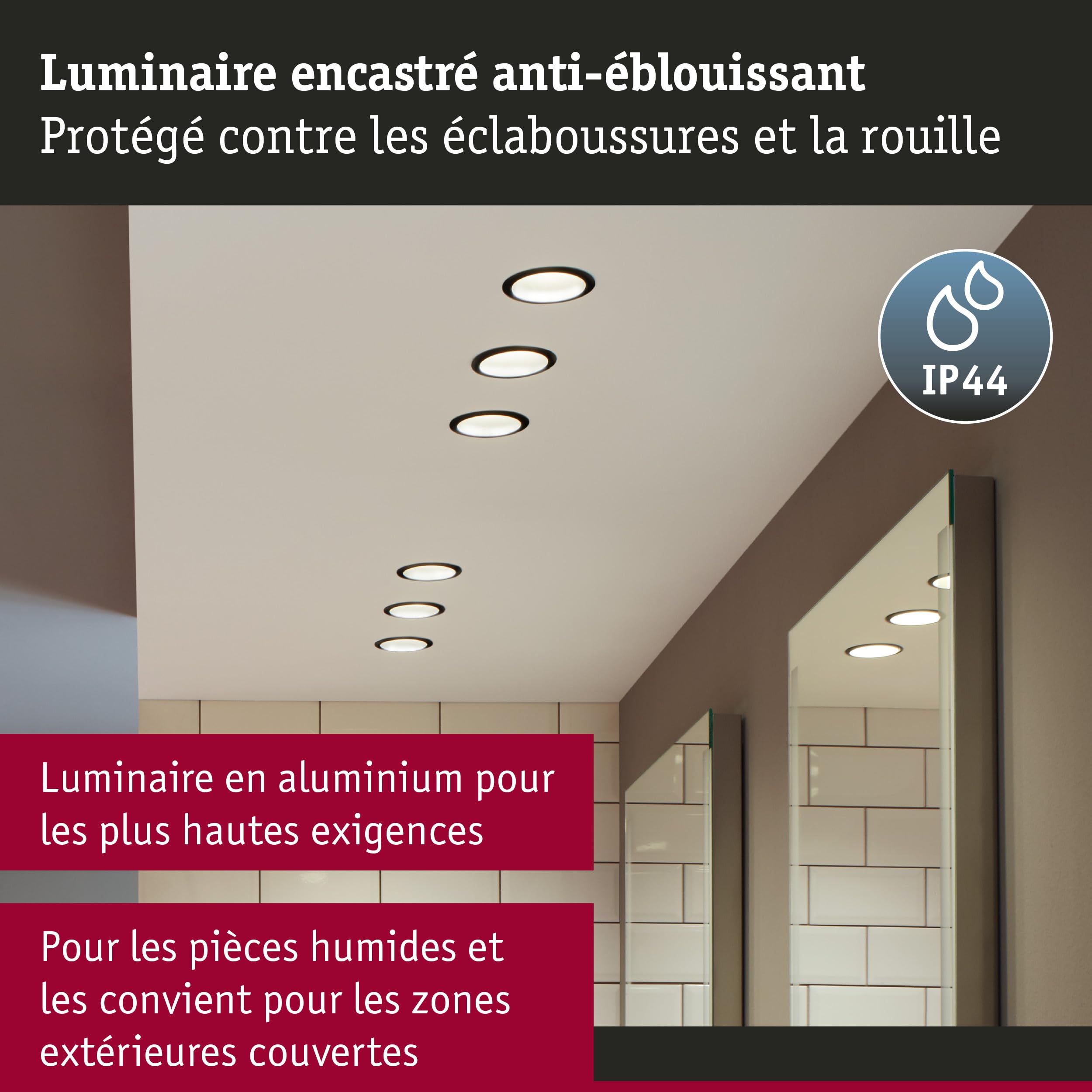 Paulmann 93404 LED Cole rond incl. 3x6 watts gradable projecteurs Noir, Doré mat Lampe encastrée plastique, Alu zinc spot pour plafond 2700 K, Matière, 19.5 W, 3er-Set