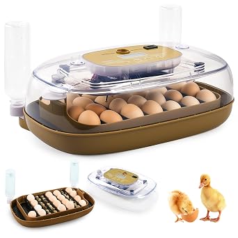 24 Eggs Incubator with Auto Water Refill & Humidity Control, Automatic Egg Turner, Built-in LED Candler, Species Pre-Programs for Chicken Duck Quail Turkey Beginner Friendly