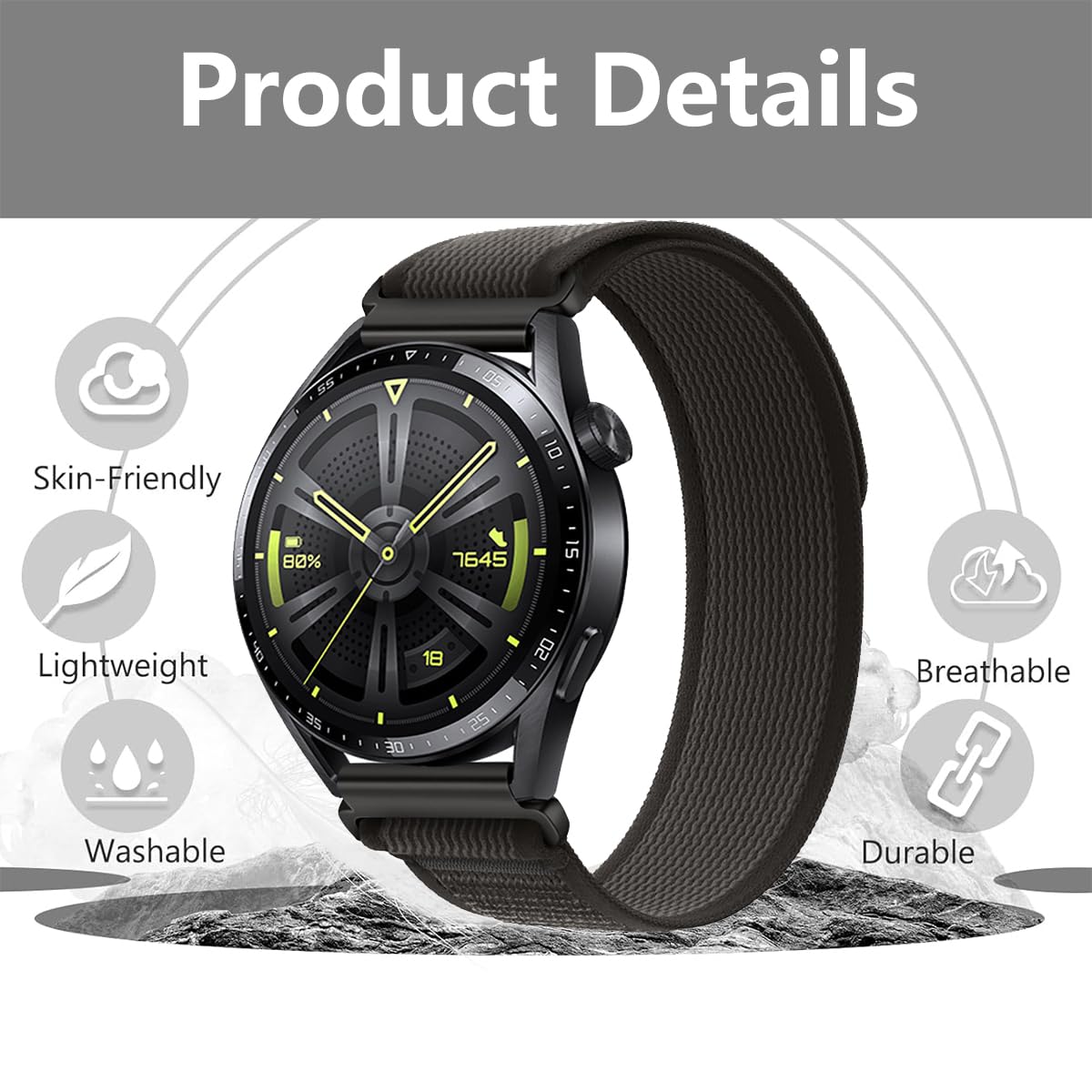 KeeFos 22MM Cinturino Trail Loop per Garmin Venu 4 45mm/Venu 3 45mm/2/Forerunner 570 47mm/265/255/Vivoactive 4/Active, Nylon Elastico Cinturini Sportivo - Mosaico
