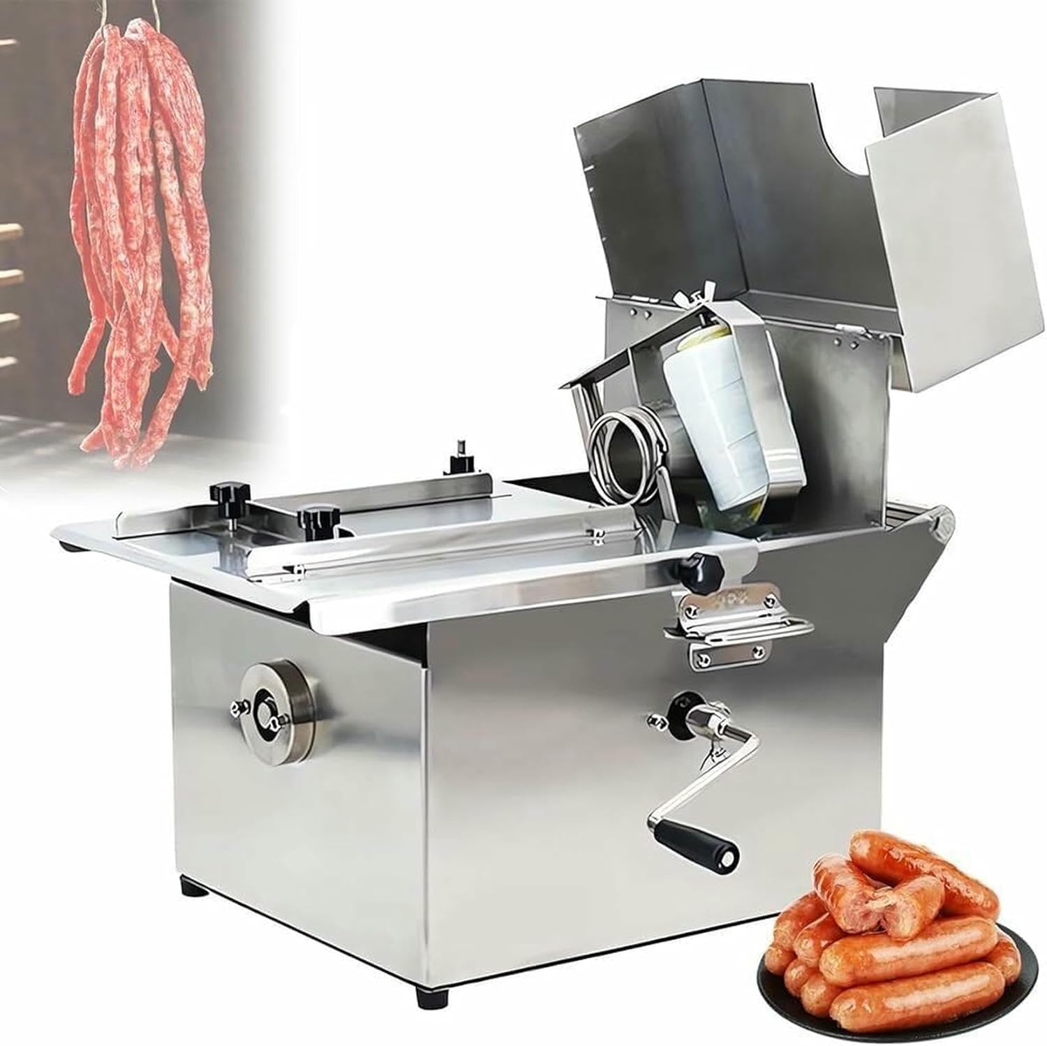 Manual Machine to Tie Sausages, Stainless Steel with Mobile Joystick, to Tie Guts with Folding Handle, for Commercial Domestic Use ~/