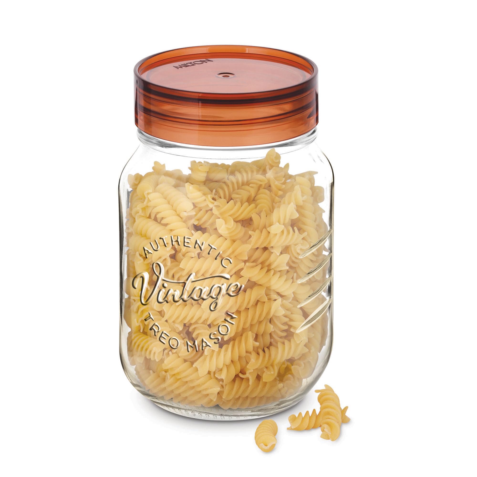 Treo By Milton Vintage Glass Jar With Plastic Lid, 1500 ml, Transparent |Storage Jar | Kitchen Organiser | Modular |Food Safe | Transparent | Refrigerator Safe | Air Tight