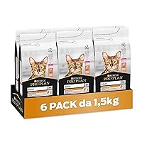 Purina Pro Plan Derma Care Crocchette Gatti Ricco in Salmone, 6 Confezioni da 1,5 kg