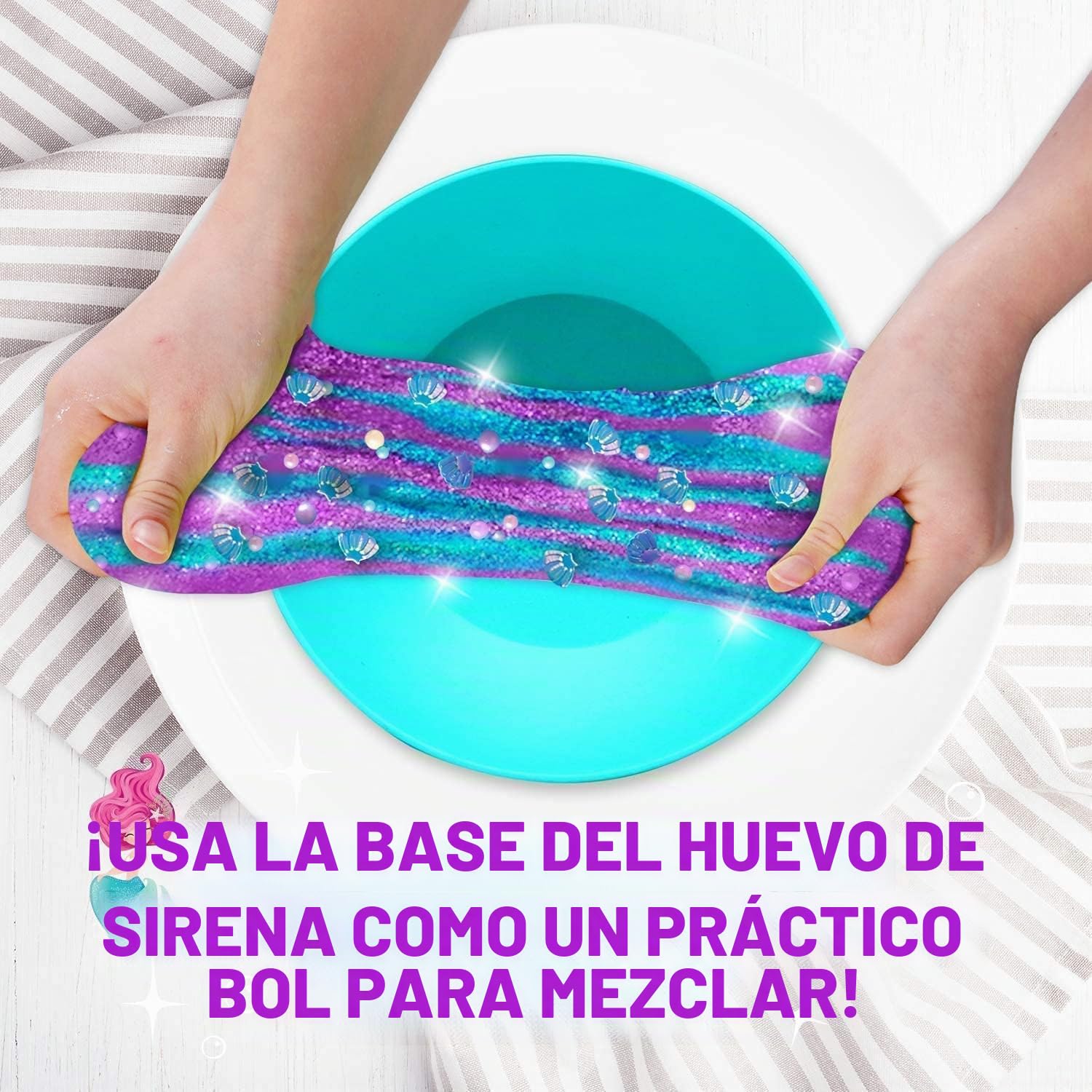 GirlZone Kit de Slime en un Huevo Sorpresa de Sirena, Fábrica de Slime con Pegamento/Cola y Activador 39 Piezas DIY con Glitter Regalos Niños