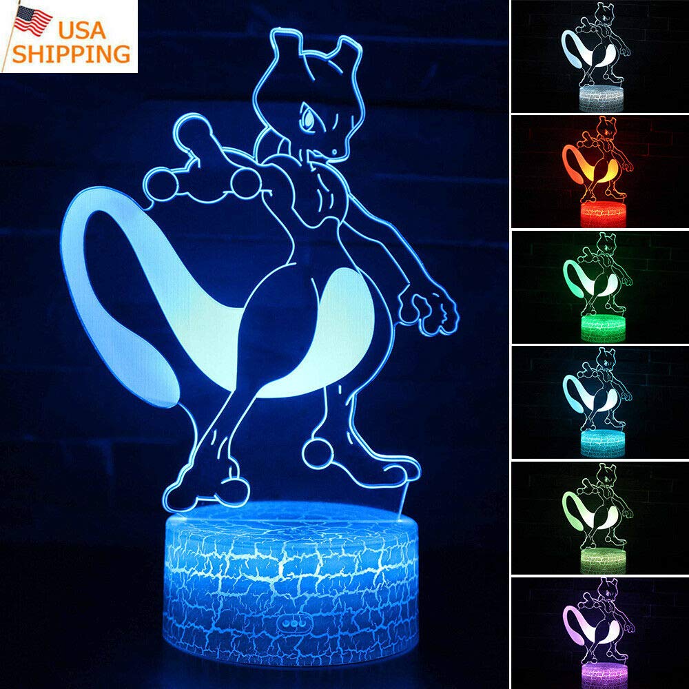 AnChuang 3D Mewtwo Lamp Game Role TouchRemote LED Night Light Table Lamp Home Decor Gift