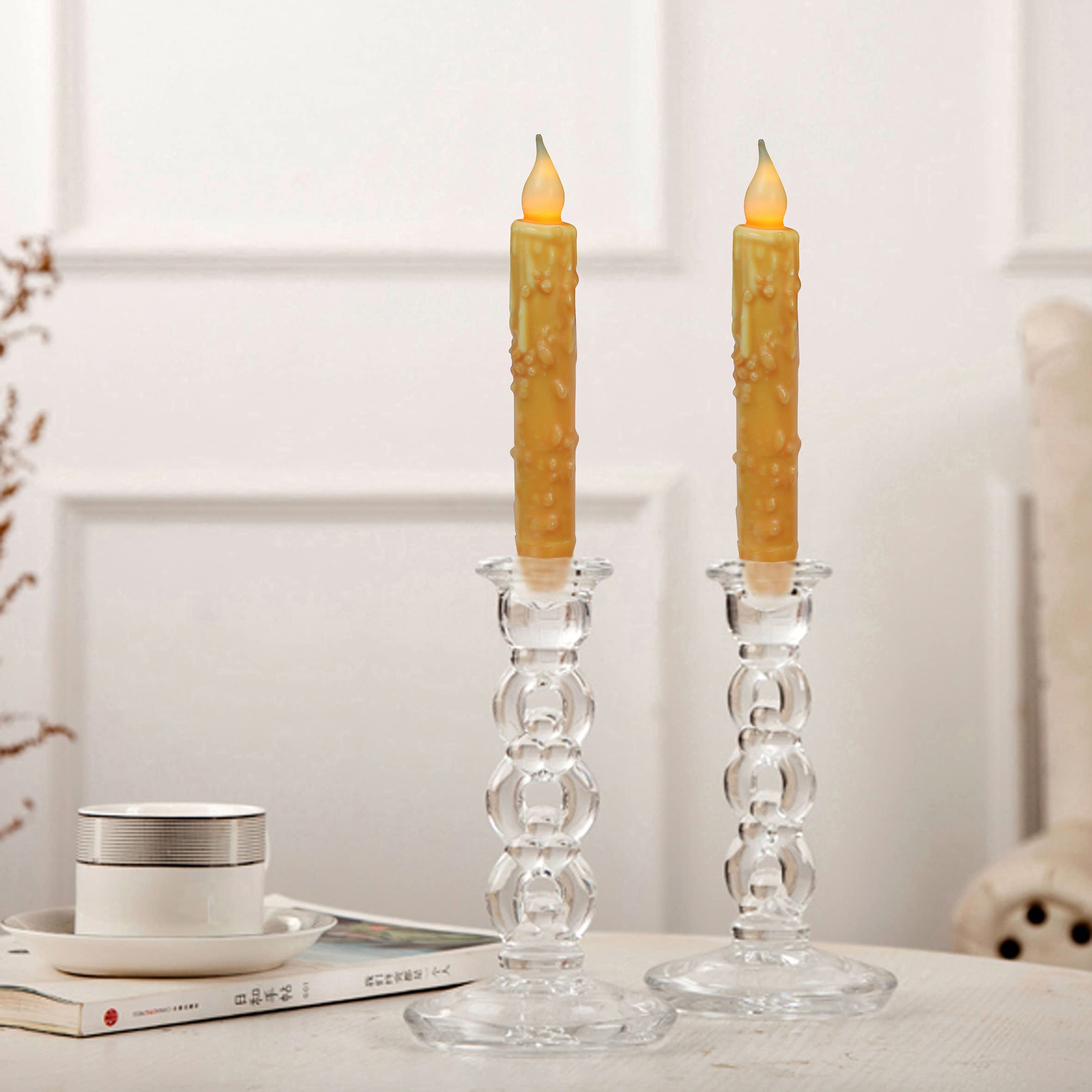 Bougies Coniques LED à Piles – Cire Véritable – Télécommande – Lot De 2 – Marron