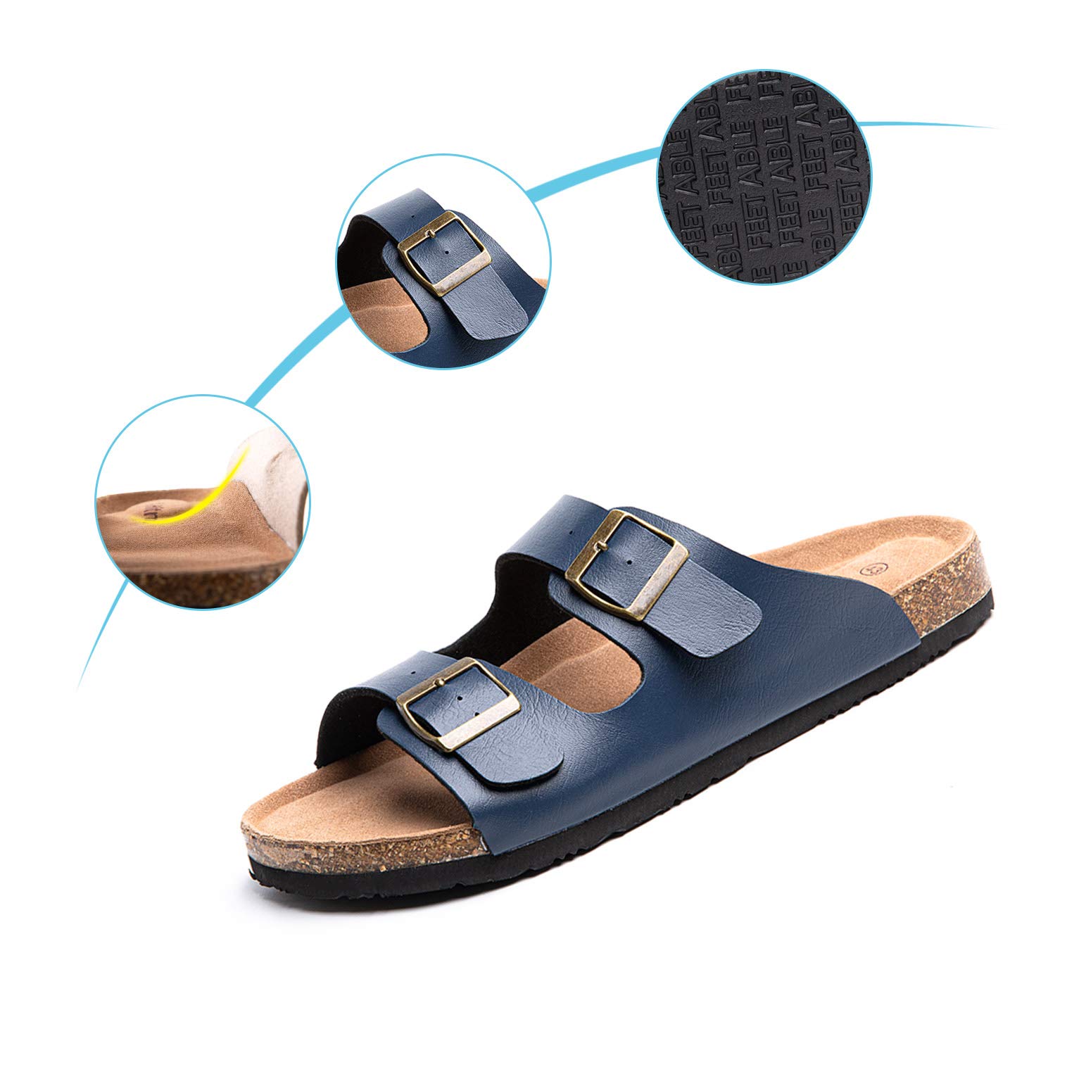 Hitmars Ciabatte Uomo Sandali Estate Basse Infradito da Spiaggia All'Aperto da Acqua Mare Regolabile Fibbia Punta Aperta Regolabile Nero Blu Marrone Cachi EU39-EU47