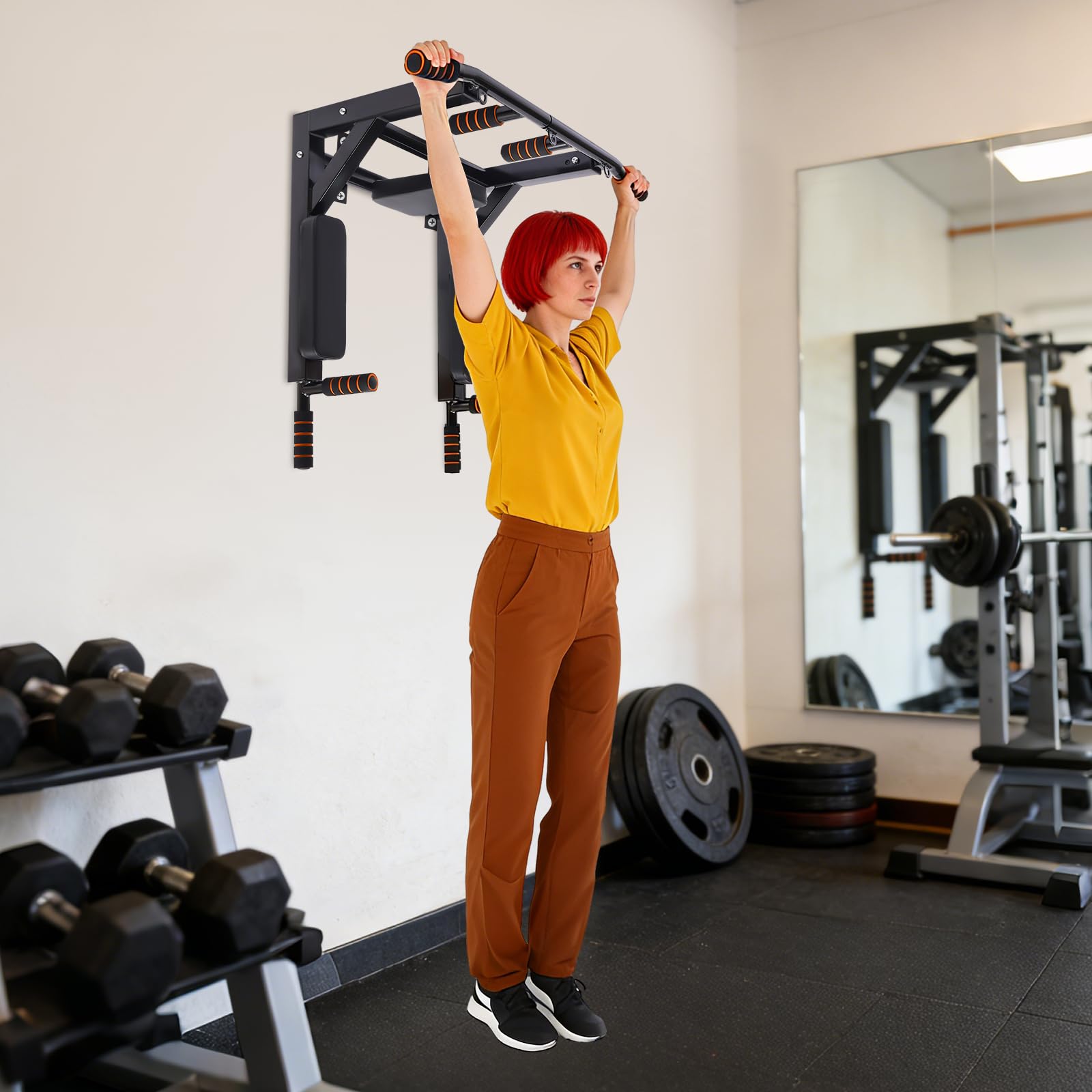 Barra per trazioni da parete, multifunzione, portata 200 kg, con imbottitura in poliuretano, 8 viti di espansione per sicurezza, dispositivo fitness salvaspazio per casa/ufficio