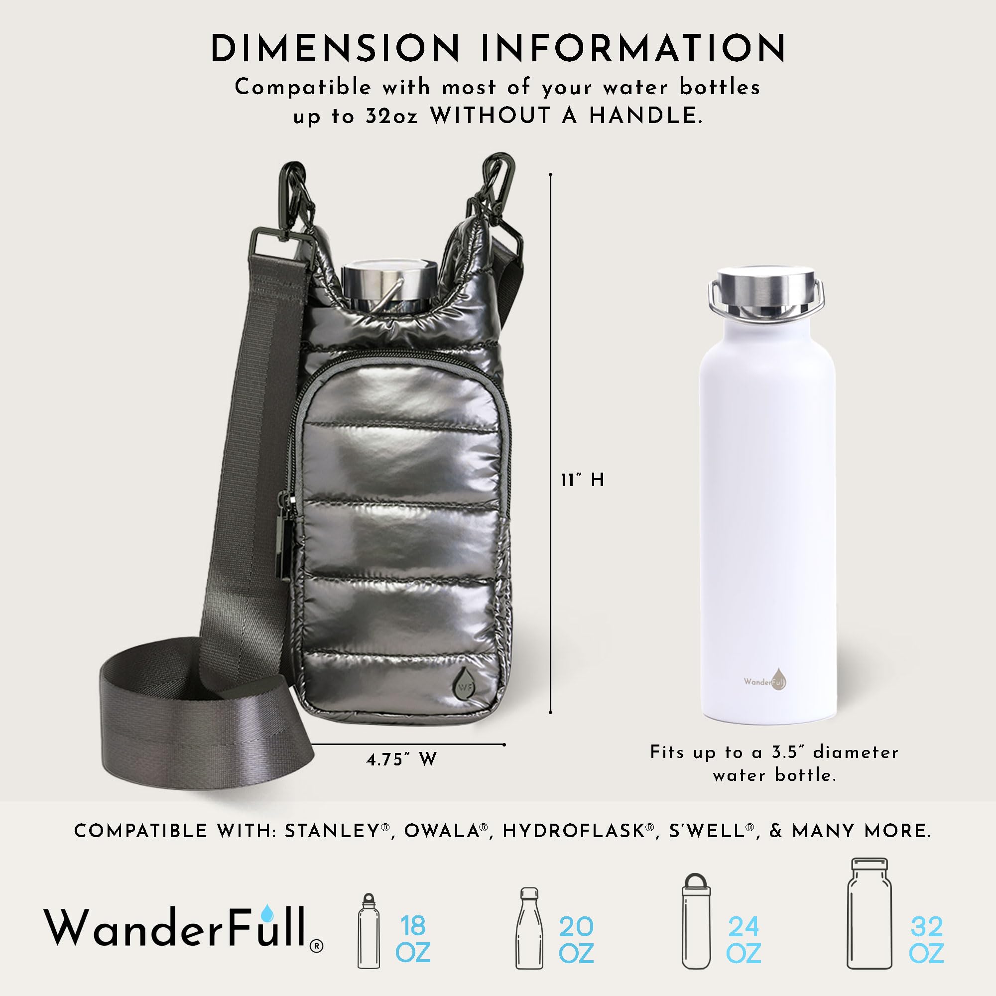 WanderFull Original HydroBag Wasserflaschenhalter mit Gurt, Oprah's Favorite Things 2023, freihändige Crossbody-Tragetasche mit Handyfach