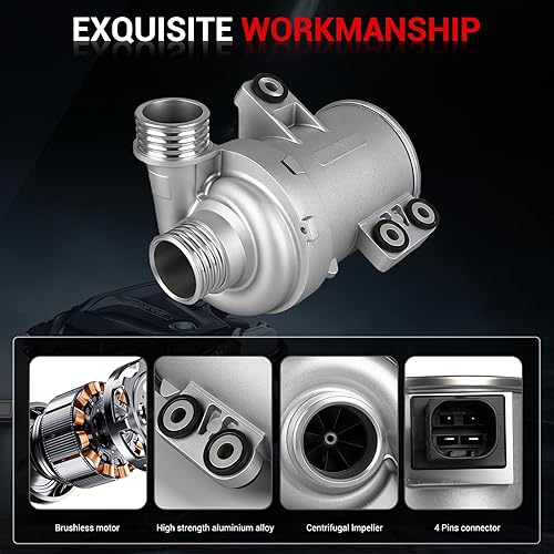 Miniatura 4 de Bomba de agua de motor eléctrico compatible con BMW 328i 528i X3, X5 428i 228i X1 X4 Z4 2012-2018 228i/328i/428i/528i xDrive, bomba de refrigerante