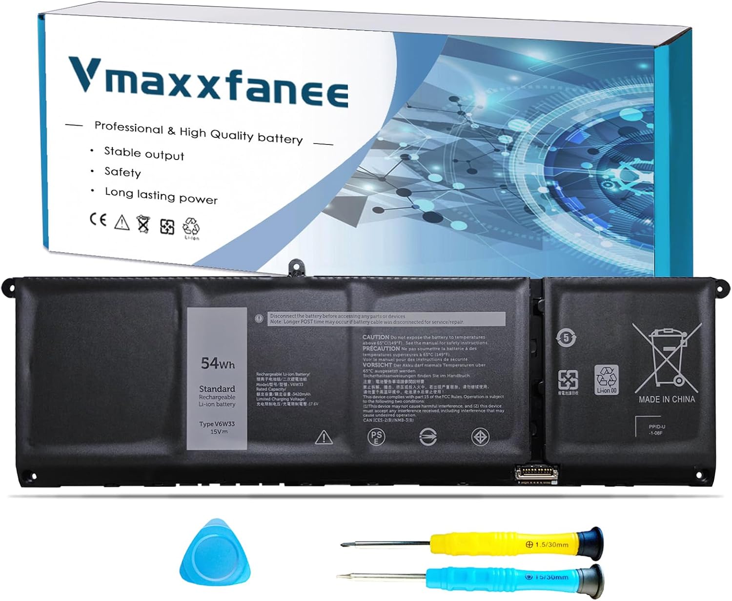 54Wh V6W33 Laptop Battery Replacement for Dell Inspiron 3510 3511 3515 5310 5410 5418 5510 5515 5630 5635 5518 5625 Latitude 3420 3520 3320 3330 Vostro 3515 3525 5620 5625 G91J0 TN70C