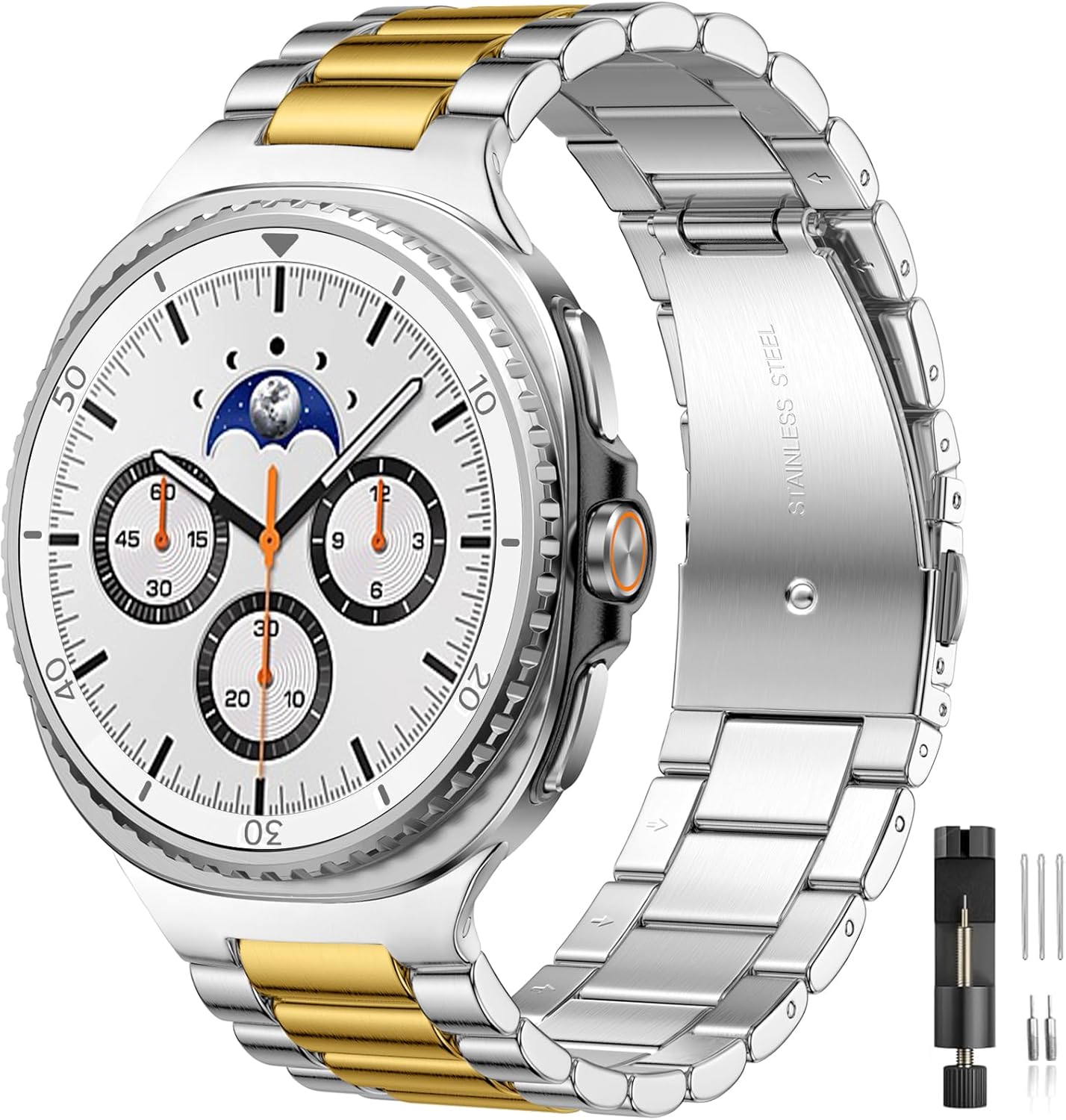 Lerobo Stainless Steel Band Compatible with Samsung Galaxy Watch 8 7 6 5 4 FE 40mm 44mm 45mm/Galaxy Watch 8 Classic 6 4 Classic 43mm 47mm 42mm 46mm, 20mm Metal Replacement Band for Men Women