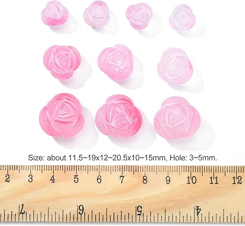 Miniatura 3 de LiQunSweet Espaciador floral de plástico rosa de 3.53 oz con cuentas de rosas esmeriladas para hacer joyas, manualidades, 3.53 oz