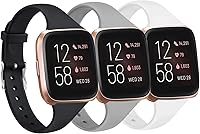 Vista 10 de Tobfit Pack 3 bandas delgadas compatibles con Fitbit Versa 2 Bands/Fitbit Versa/Fitbit Versa Lite/SE, pulsera de repuesto de silicona para hombres