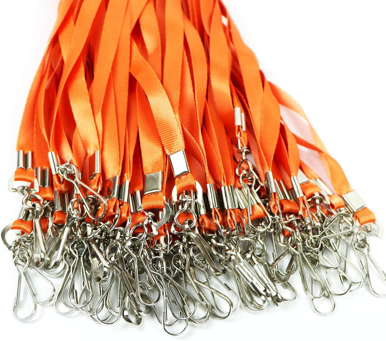 Beebel Orange Lanyards 100 Pcs Lanyard for Id Badges Flat Lanyard with Badge Clip with J-Hook (Orange) - Image 3