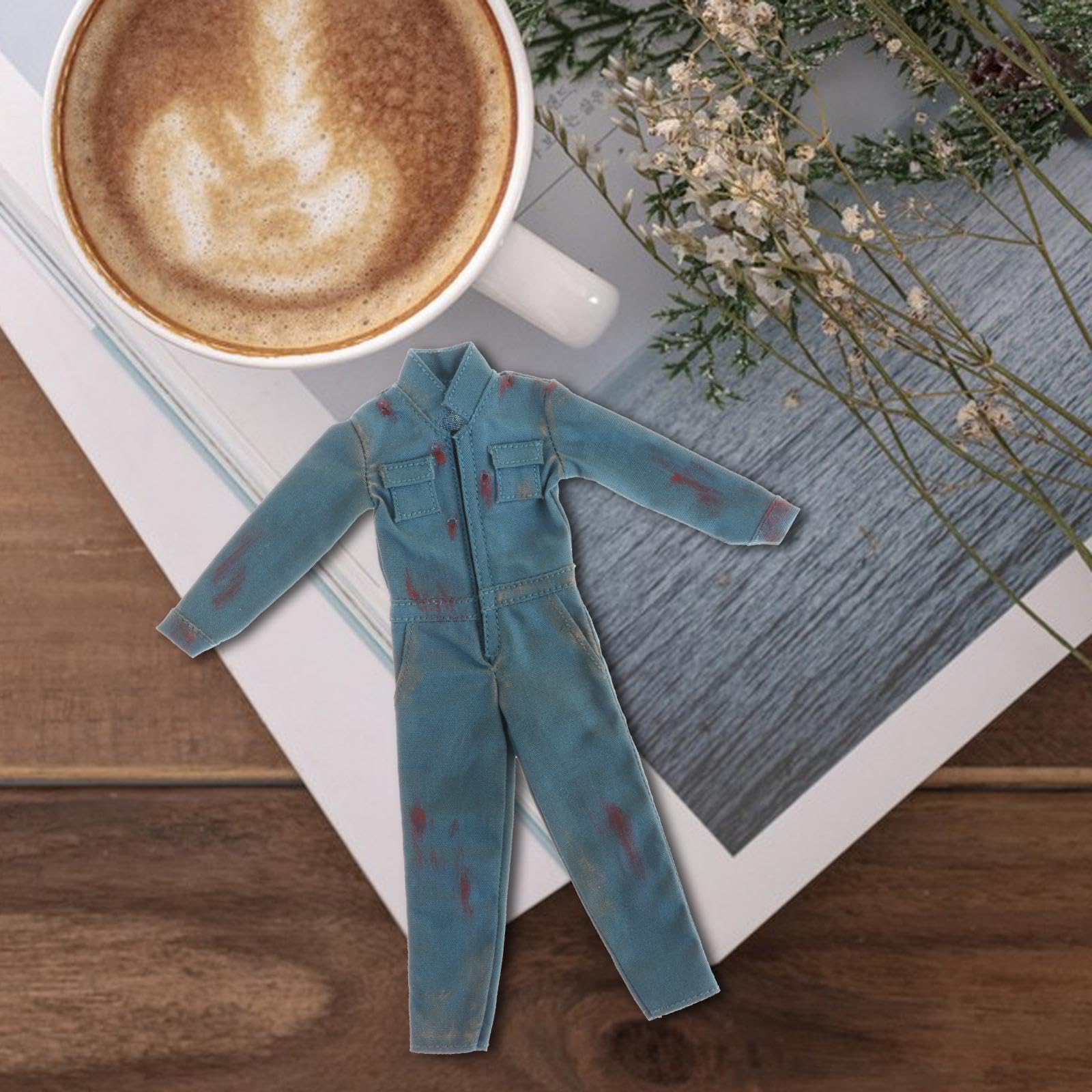 Colcolo Actionfigur Kleidung Set Männerfigur Puppenkleidung Jumpsuit Outfits Stoff Handgenäht Einfach Anzuziehen für DIY Projekte Sammelleidenschaft, Blau Grün