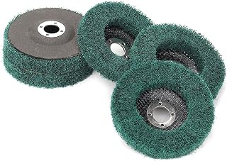 5Pcs 4" x 5/8" Nylon Fiber Flap Polishing Wheel Disc, 120 Grit Scouring Pad Abrasive Grinding Discs, Buffing Wheels for Angle Grinder, Elastic Grinding, Rust Removal