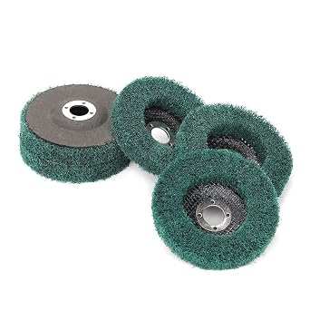 SI FANG 5Pcs 4" x 5/8" Nylon Fiber Flap Polishing Wheel Disc, 120 Grit Scouring Pad Abrasive Grinding Discs, Buffing Wheels for Angle Grinder, Elastic Grinding, Rust Removal