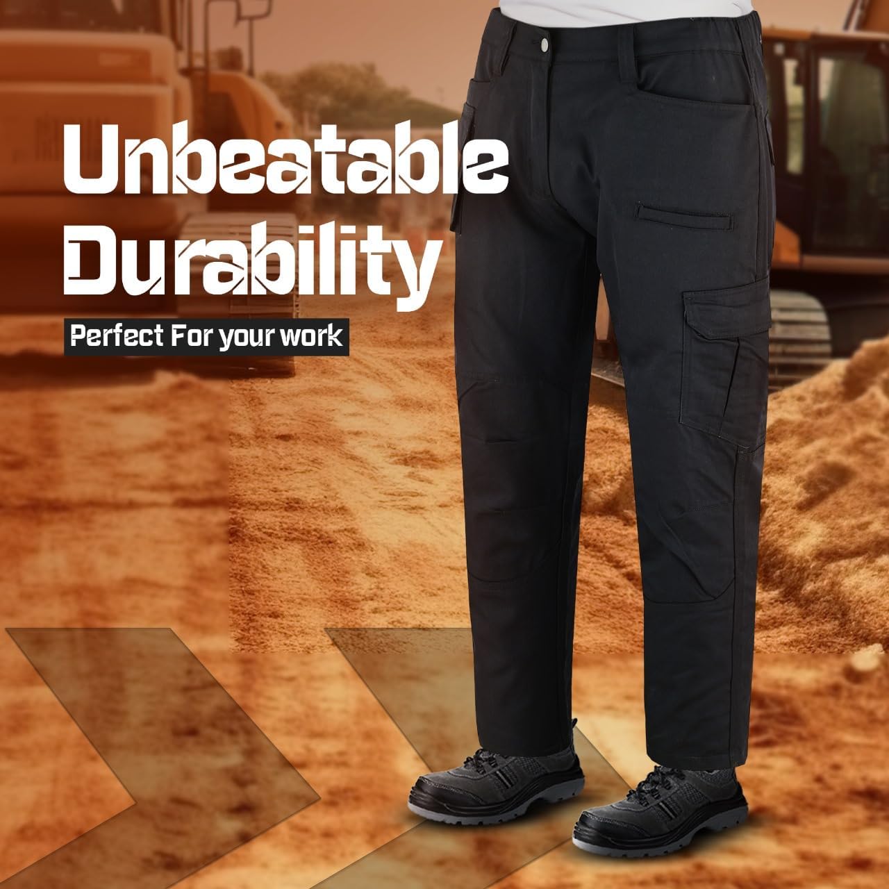 Mens Tactical Pants Elasticated Waist Water Resistant Cargo Pants for Men Work Construction Boot Cut Relaxed Fit