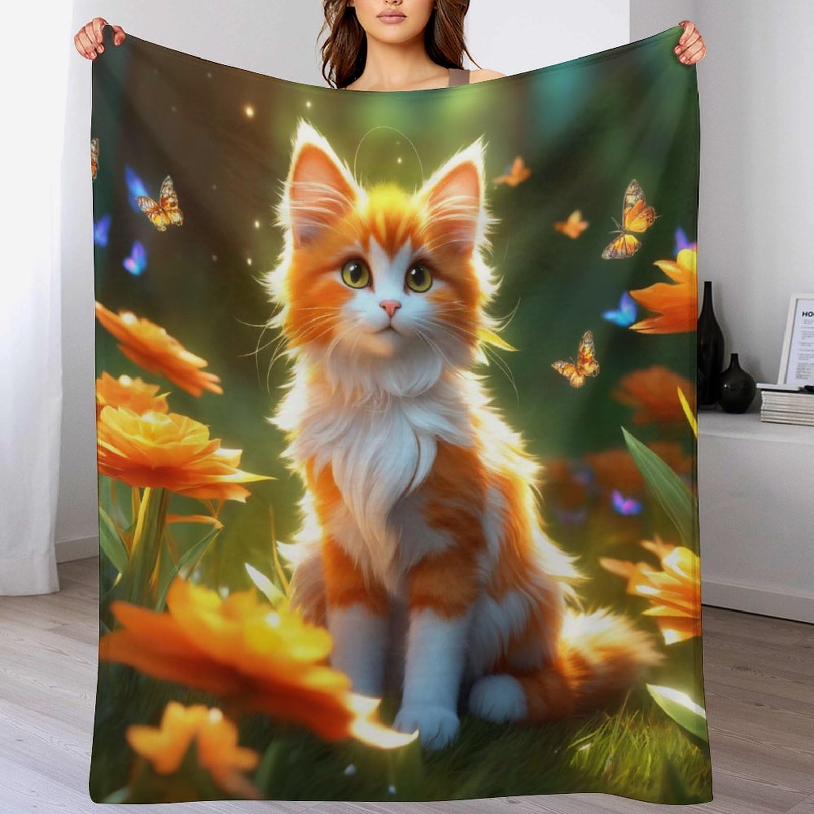 Manta de gato franela 180x200 para sofa cama colcha ligera cuatro estaciones