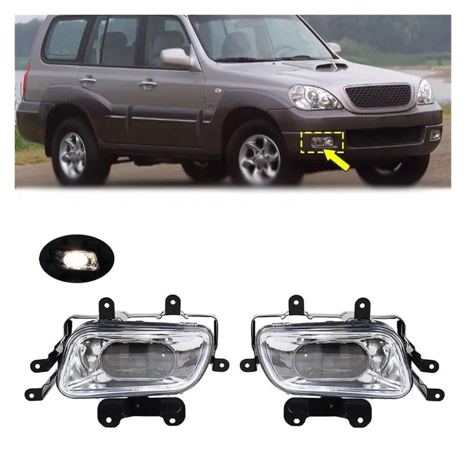 Luz De Circulación Diurna DRL Para Hyundai Para Terracan 2.4 2.9, Luz Antiniebla Delantera Luz De Señal Conjunto De Luces Antiniebla Faros Antiniebla Led(Only 1 Right)