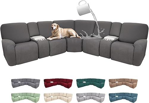 Miniatura 35 de Fundas 100% impermeables para sofá reclinable seccional, fundas para sofá reclinable en forma de L, funda para sofá seccional de esquina en forma de