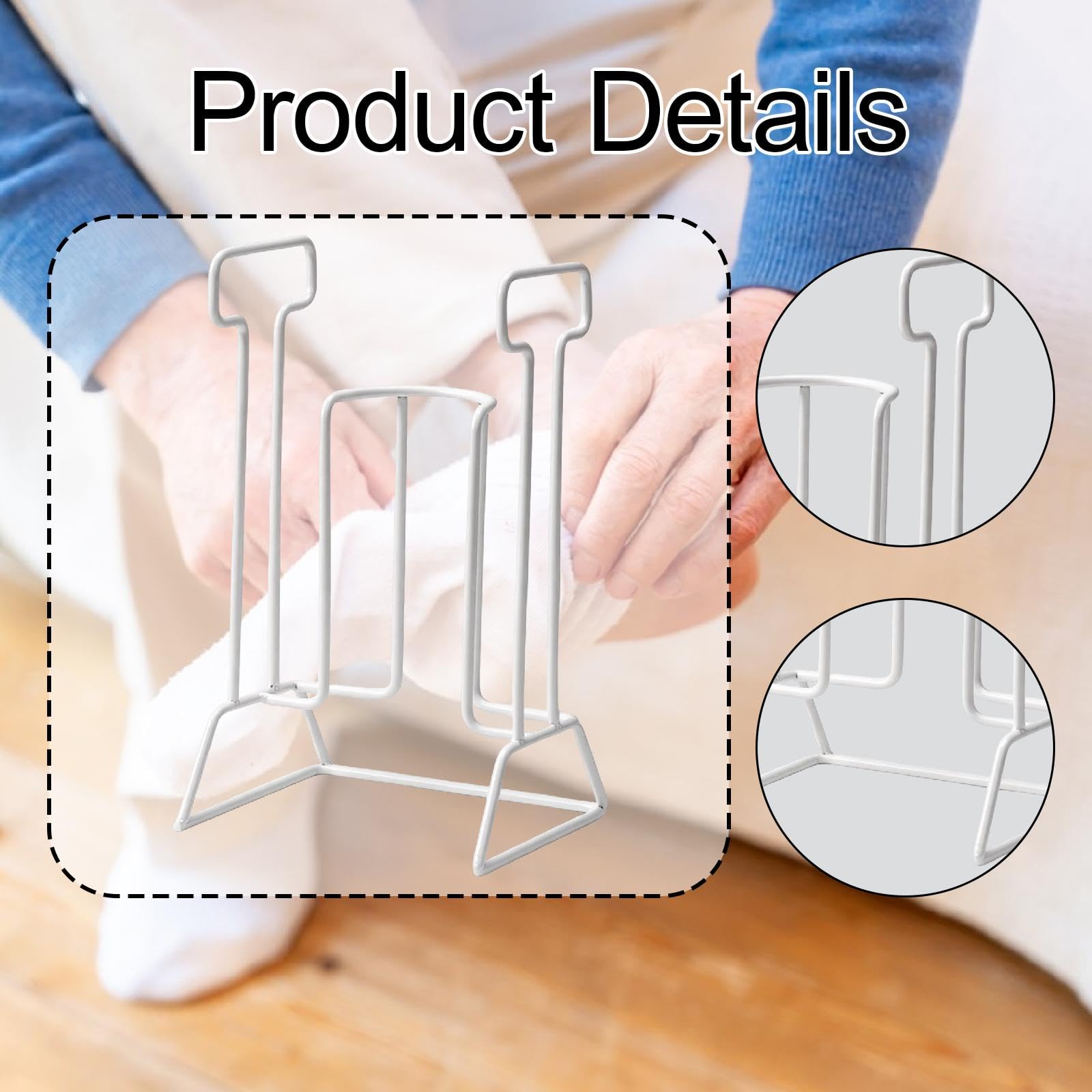Ayuda para Calcetines Herramienta para Mayores Dispositivo de Compresión Material Hierro Portátil Adecuada para Recuperación Médica Y, Blanco