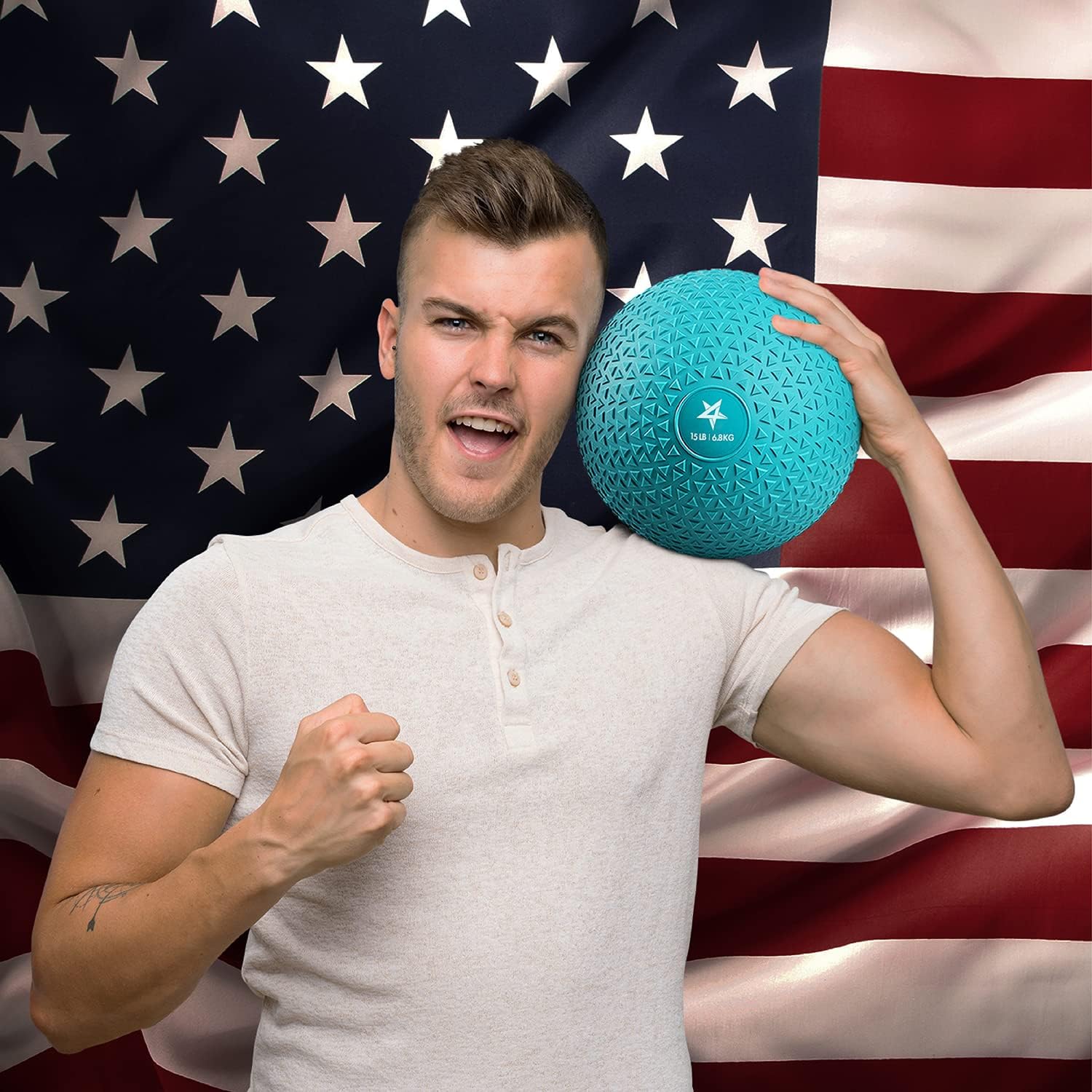 Yes4All Slam Balls, 10-40lb Weighted Ball Weight, Durable PVC Sand Filled Workout Dynamic Slam Ball for Strength Training, Triangle, Teal, 15lbs