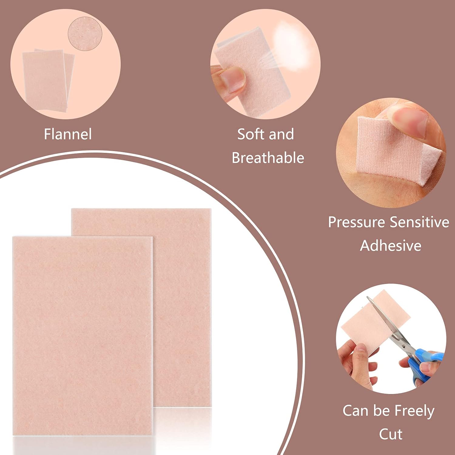 35 Sheets Moleskin Tape Moleskin Adhesive Pads Shoe Moleskin Padding Blister Prevention Tape Blister Prevention Blister Pads for Boots Hiking Reduce Friction Pain Ight Brown 2.95 x 1.96 x 0.04 Inch : Health & Household