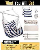 Vista 7 de ADVOKAIR - Silla tipo hamaca colgante grande, cómoda, suave y duradera, incluye 2 cojines de asiento