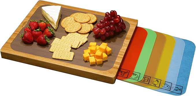 Seville Classics Bamboo Premium Wood Cutting Board Serving Tray w/