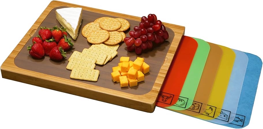 Seville Classics Bamboo Premium Wood Cutting Board Serving Tray w/
