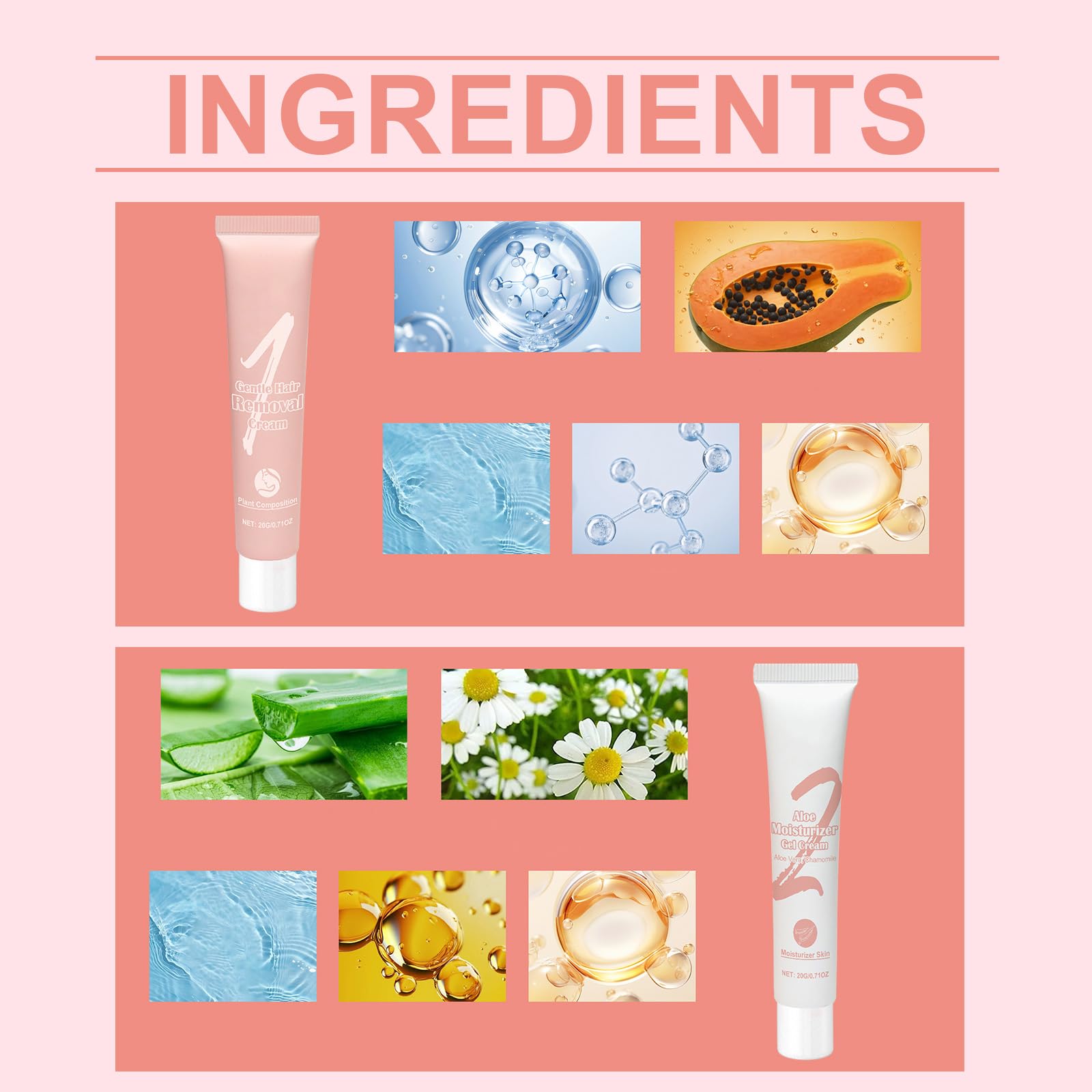 Aurlux - Crema depilazione per la rimozione dei peli del viso da donna, crema depilazione bikini, depilazione istantanea, crema depilazione indolore e idratazione (6 pezzi)