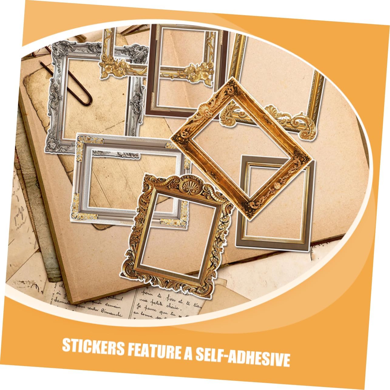 24sheets Vintage Photo Frame Stickers Adhesive Retro Border Decor for Scrapbooking and Aesthetic Journaling for Photo Albums and Home Wall Decor