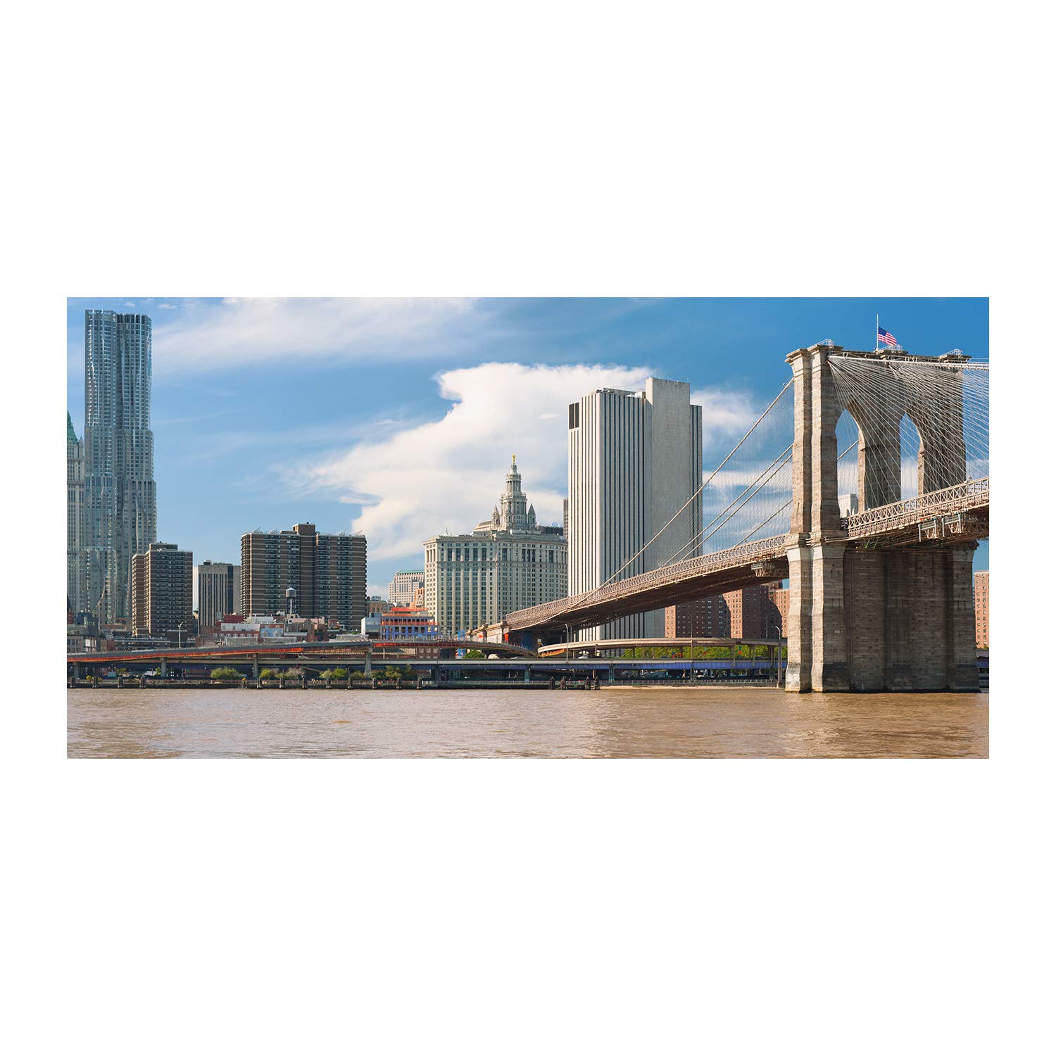 Mural art image verre plastique 140x70cm beige tableau acrylique New York